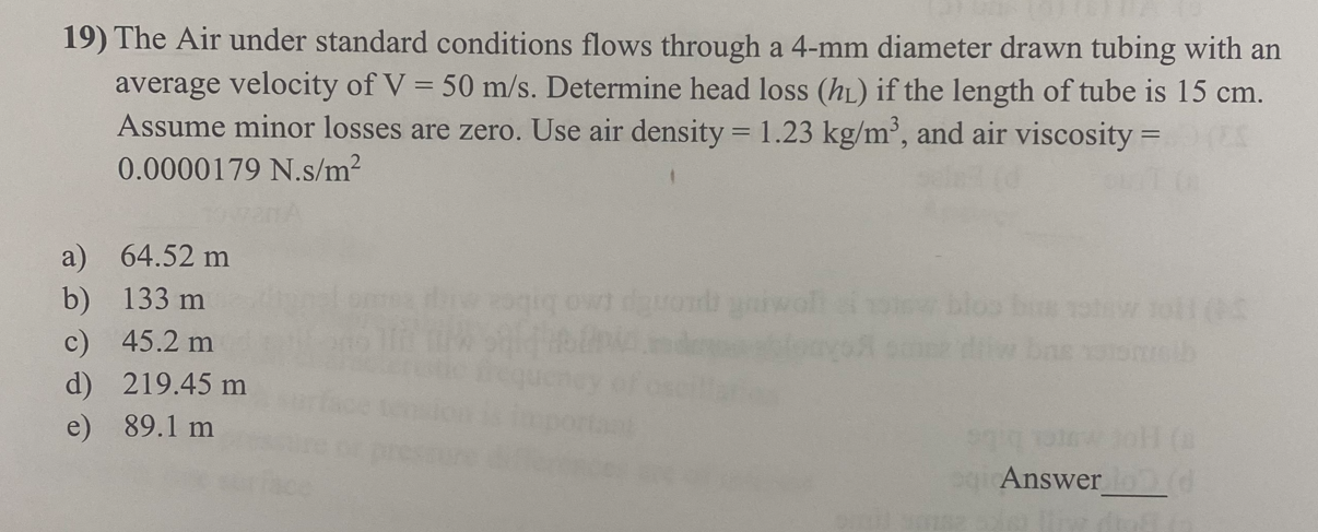 Solved 19) The Air under standard conditions flows through a | Chegg.com