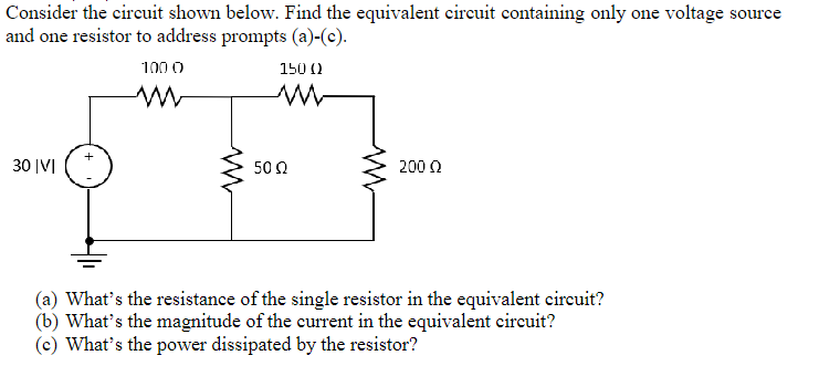 Solved Consider the circuit shown below. Find the equivalent | Chegg.com