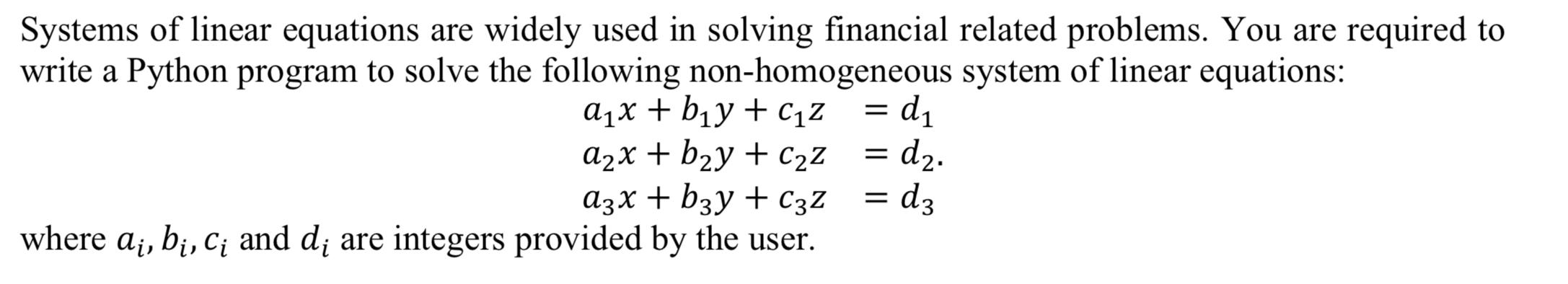 Solved Systems of linear equations are widely used in | Chegg.com