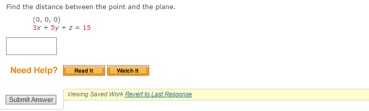 Solved Find the distance between the point and the plane. | Chegg.com