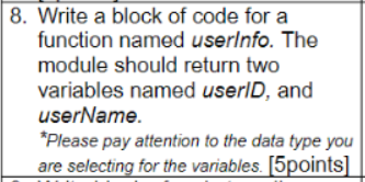 Solved 8. Write a block of code for a function named | Chegg.com