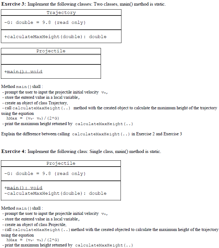 Solved Exercise 3: Implement the following classes: Two | Chegg.com