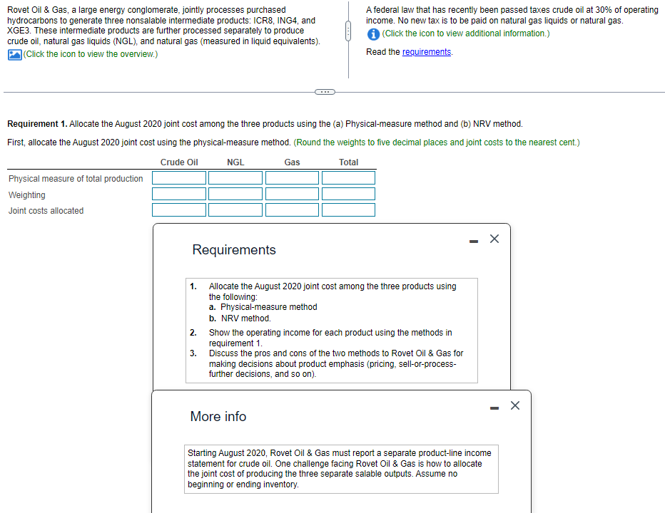 Solved Requirement 1. Allocate the August 2020 joint cost