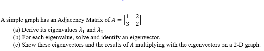 Solved [ ] A simple graph has an Adjacency Matrix of A = (a) | Chegg.com