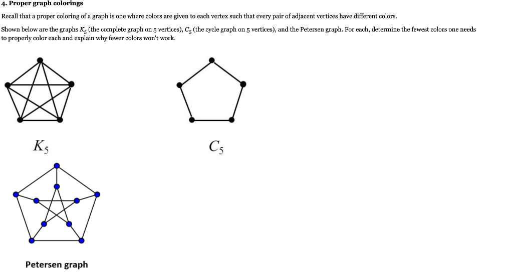 Solved 4. Proper graph colorings Recall that a proper | Chegg.com