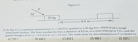 Solved Figure 6.1 30 20 kg 8.0 m is on a rough 2) In Fig. | Chegg.com