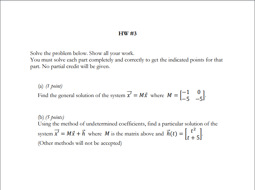 Solved HW #3 Solve the problem below. Show all your work. | Chegg.com