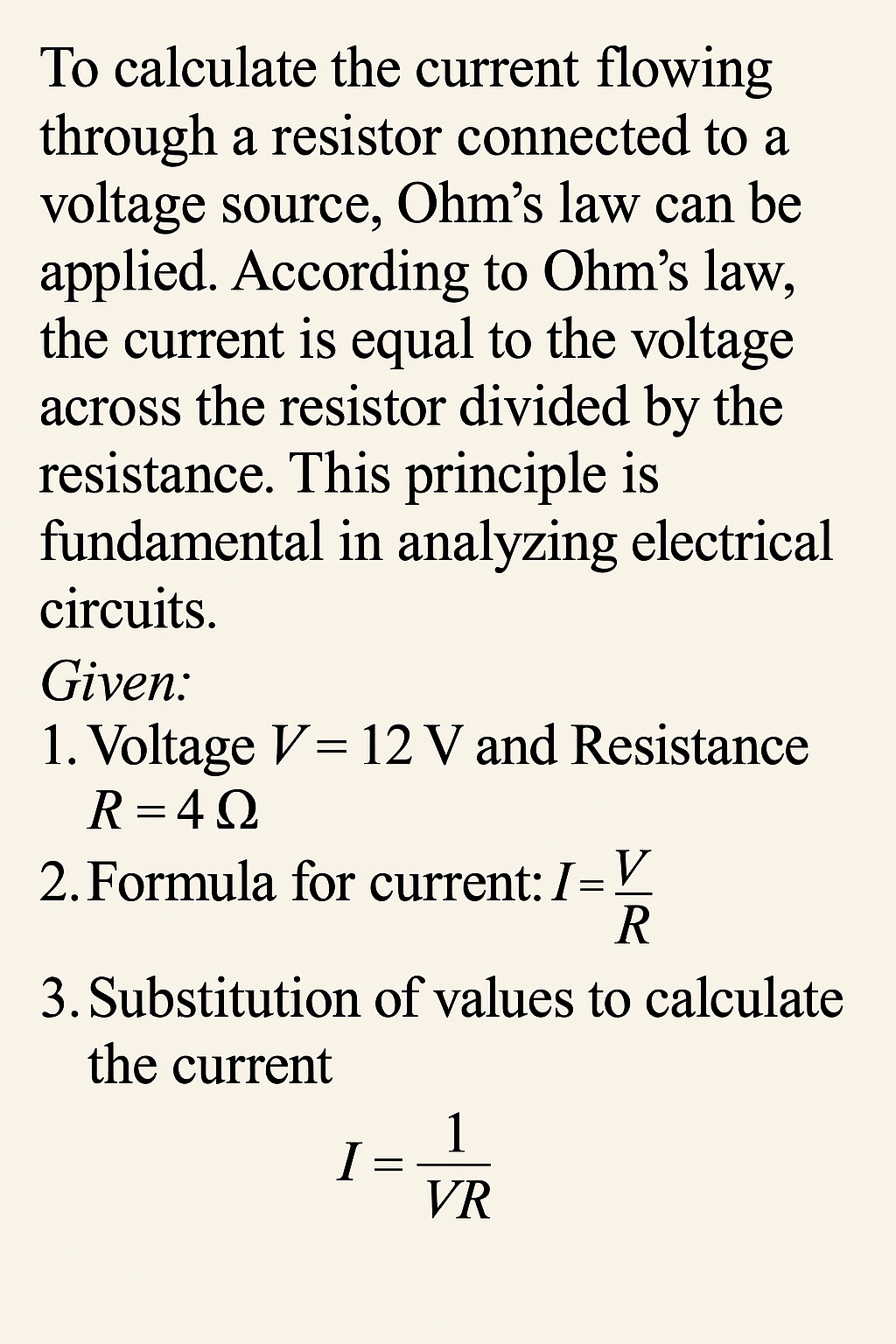 Solved To calculate the current flowing through a resistor | Chegg.com