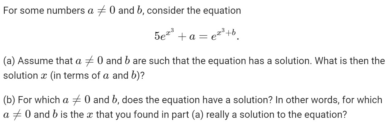 Solved For Some Numbers A # 0 And B, Consider The Equation | Chegg.com