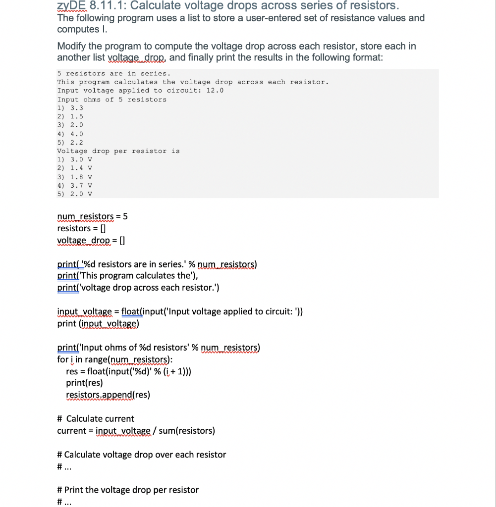 solved-zyde-8111-calculate-voltage-drops-across-series-resistors