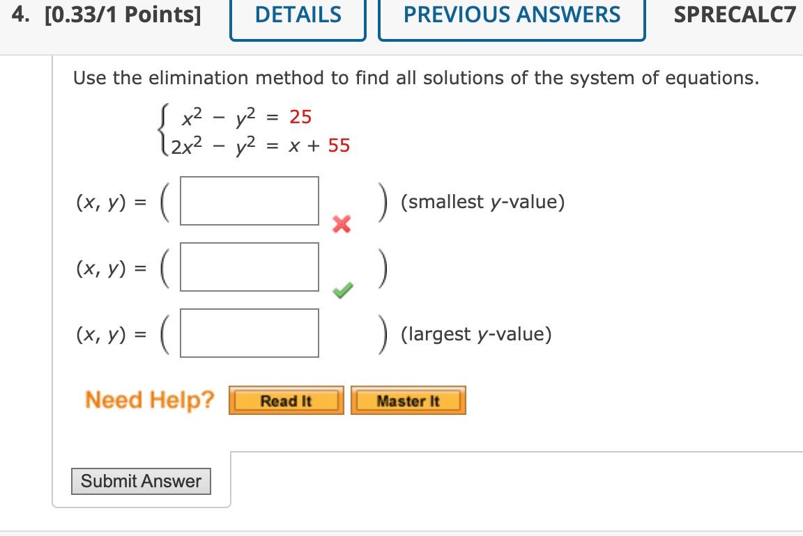 Solved Use The Elimination Method To Find All Solutions Of | Chegg.com