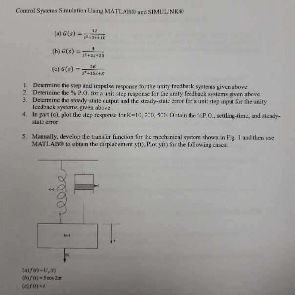 Solved Control Systems Simulation Using MATLABR and | Chegg.com