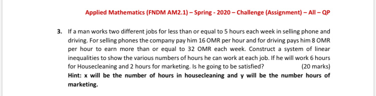 Applied Mathematics (FNDM AM2.1) - Spring -2020 - | Chegg.com