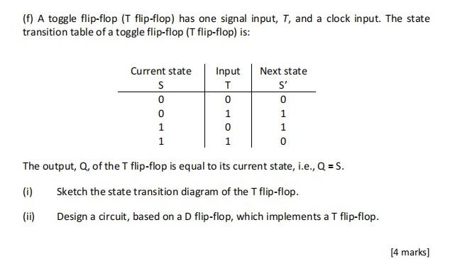 Solved (e) A JK flip-flop has two signal inputs, J and K, | Chegg.com