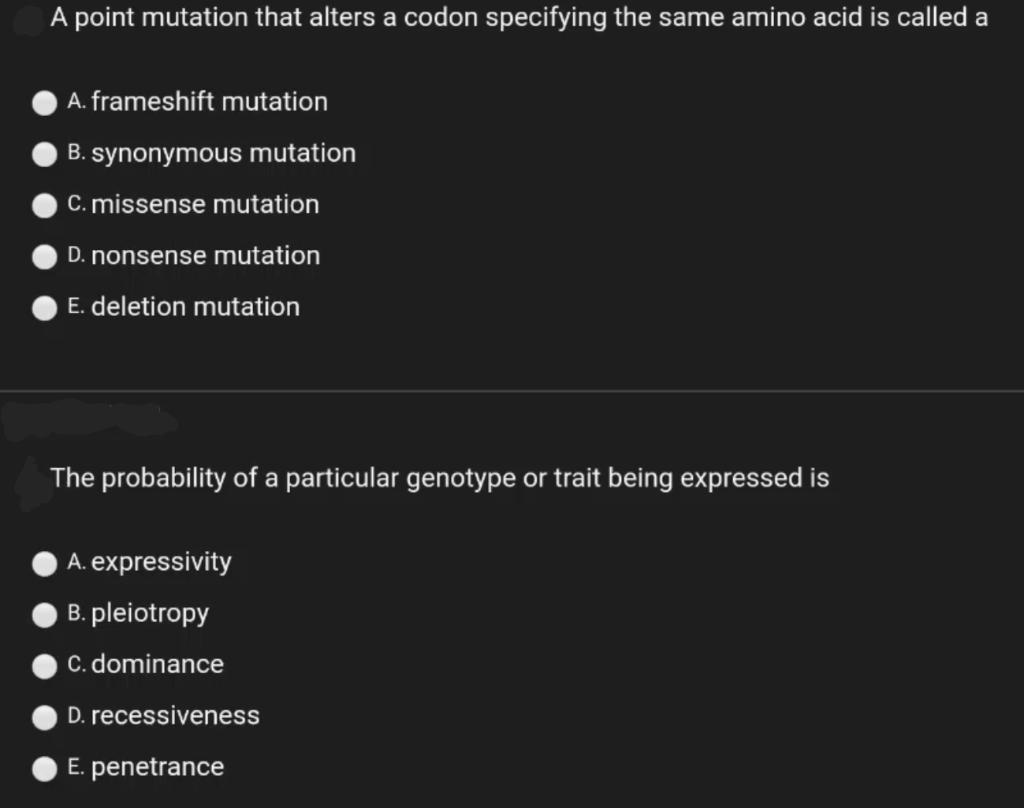 Solved A point mutation that alters a codon specifying the | Chegg.com
