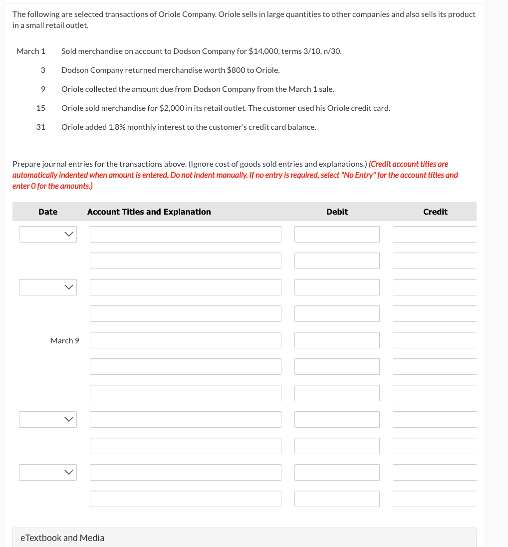 Solved The following are selected transactions of Oriole | Chegg.com