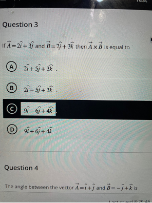 Solved If A=2i^+3j^ And B=2j^+3k^ Then A×B Is Equal To (A) | Chegg.com