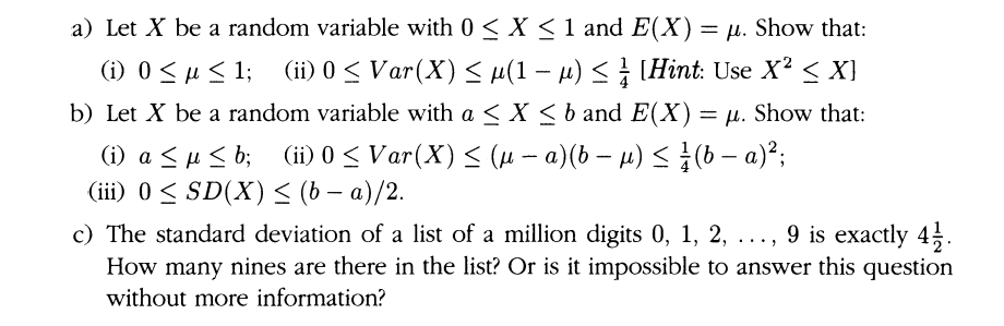 Solved = a) Let X be a random variable with 0 | Chegg.com