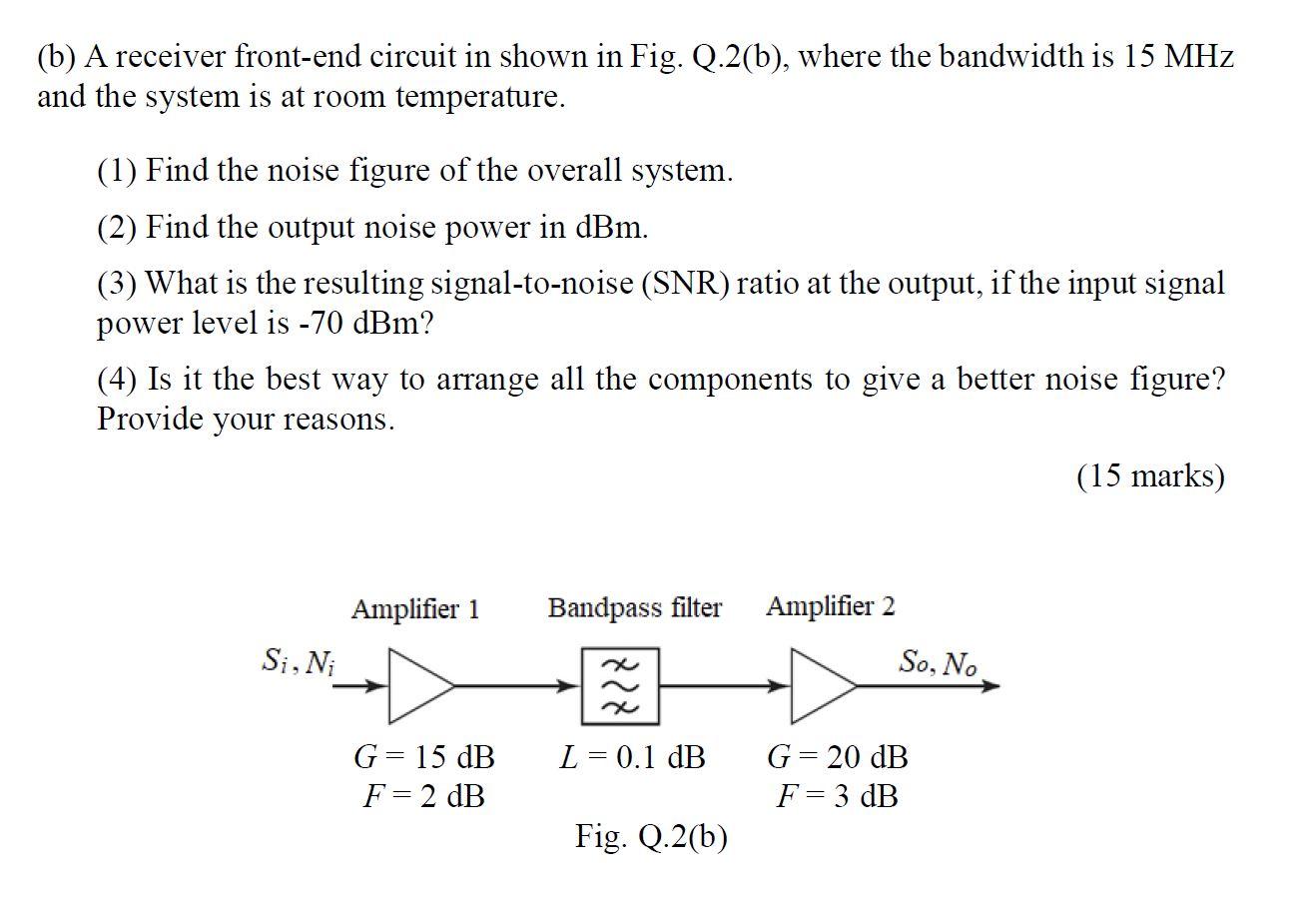 Solved (b) A Receiver Front-end Circuit In Shown In Fig. | Chegg.com