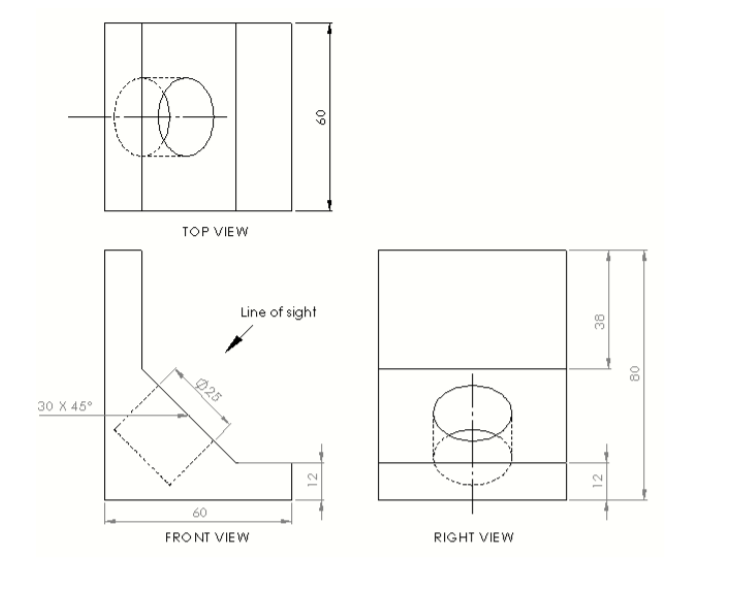 Solved Complete the drawing with a full auxiliary view based | Chegg.com