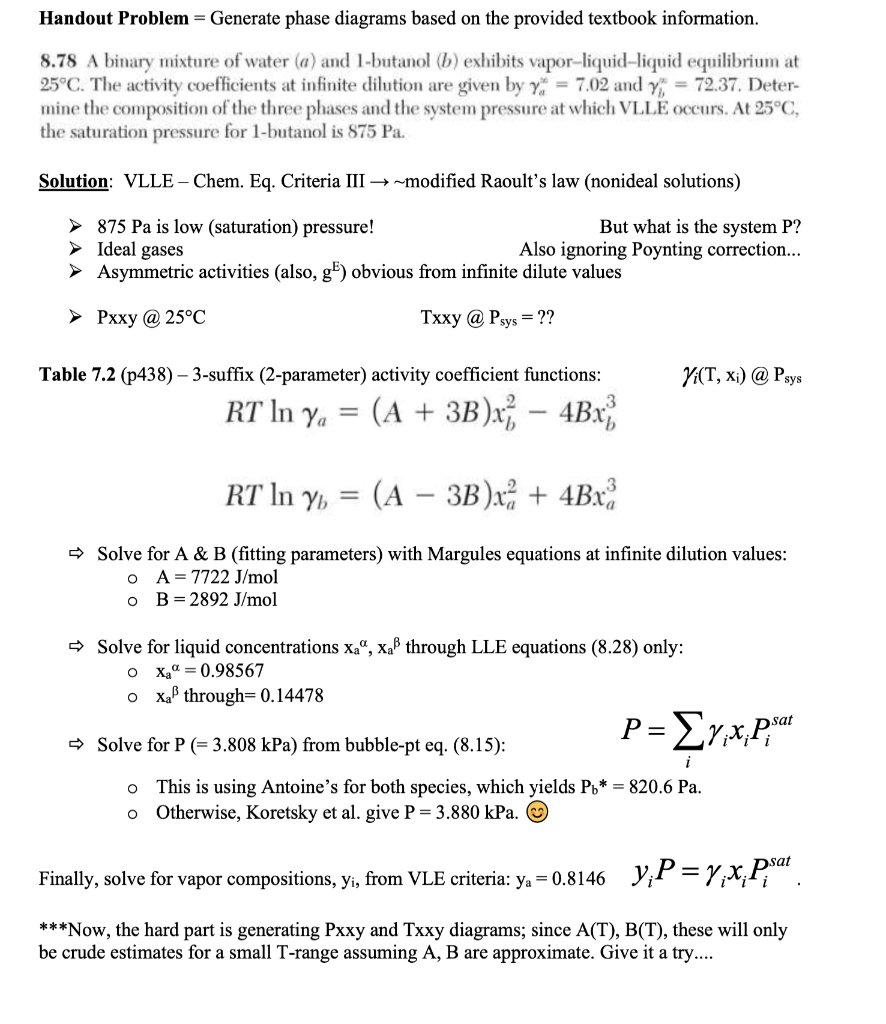 Solved 8.78 A binary mixture of water a and 1 butanol b