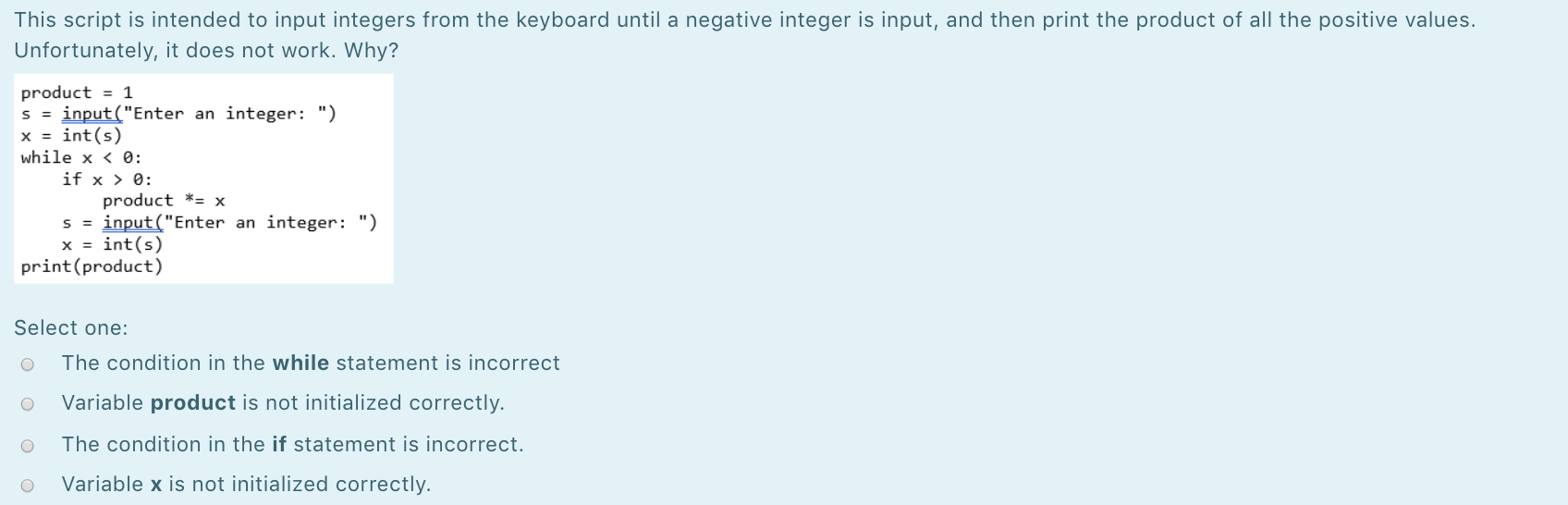 Solved This script is intended to input integers from the | Chegg.com