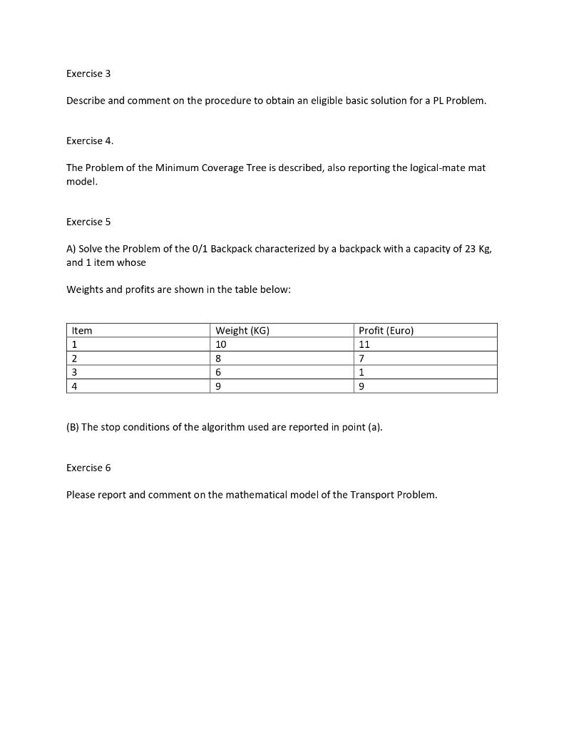 Solved Exercise 4. The Problem of the Minimum Coverage Tree | Chegg.com