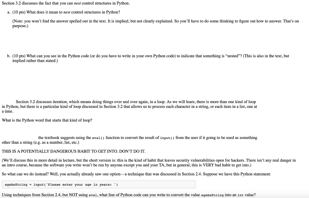 Solved Section 3.2 discusses the fact that you can nest | Chegg.com