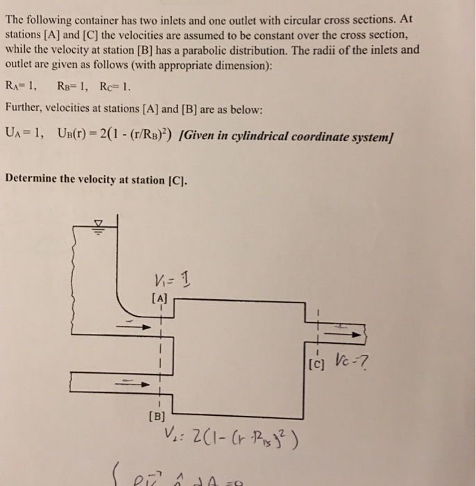 Solved The following container has two inlets and one outlet | Chegg.com