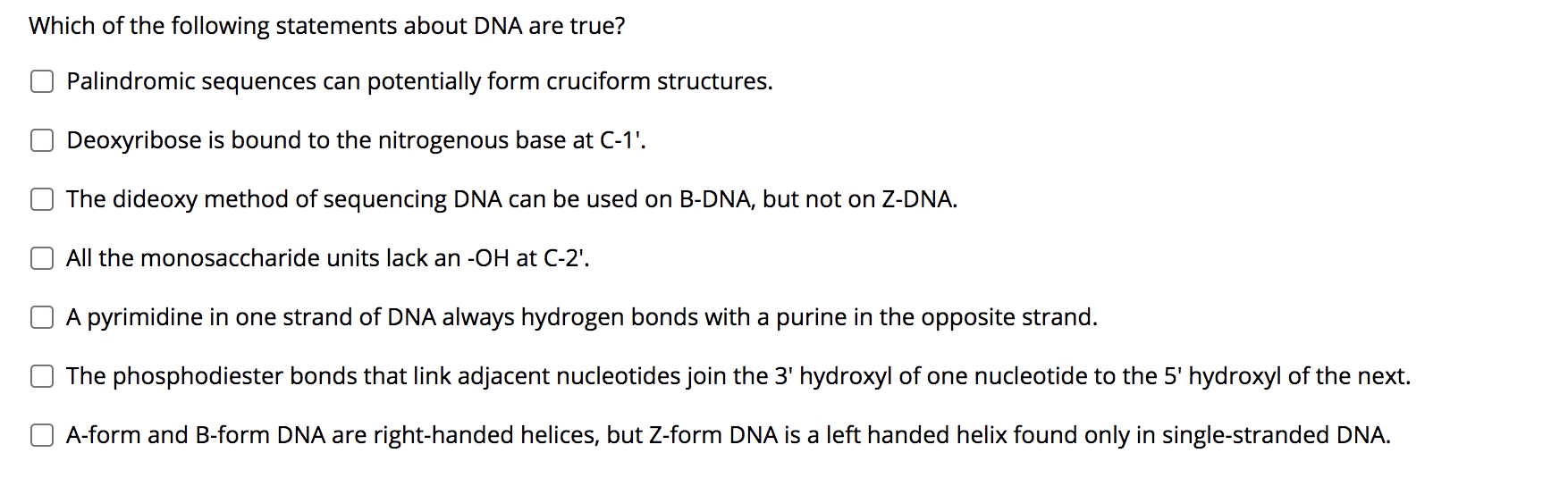 Solved Which of the following statements about DNA are true? | Chegg.com