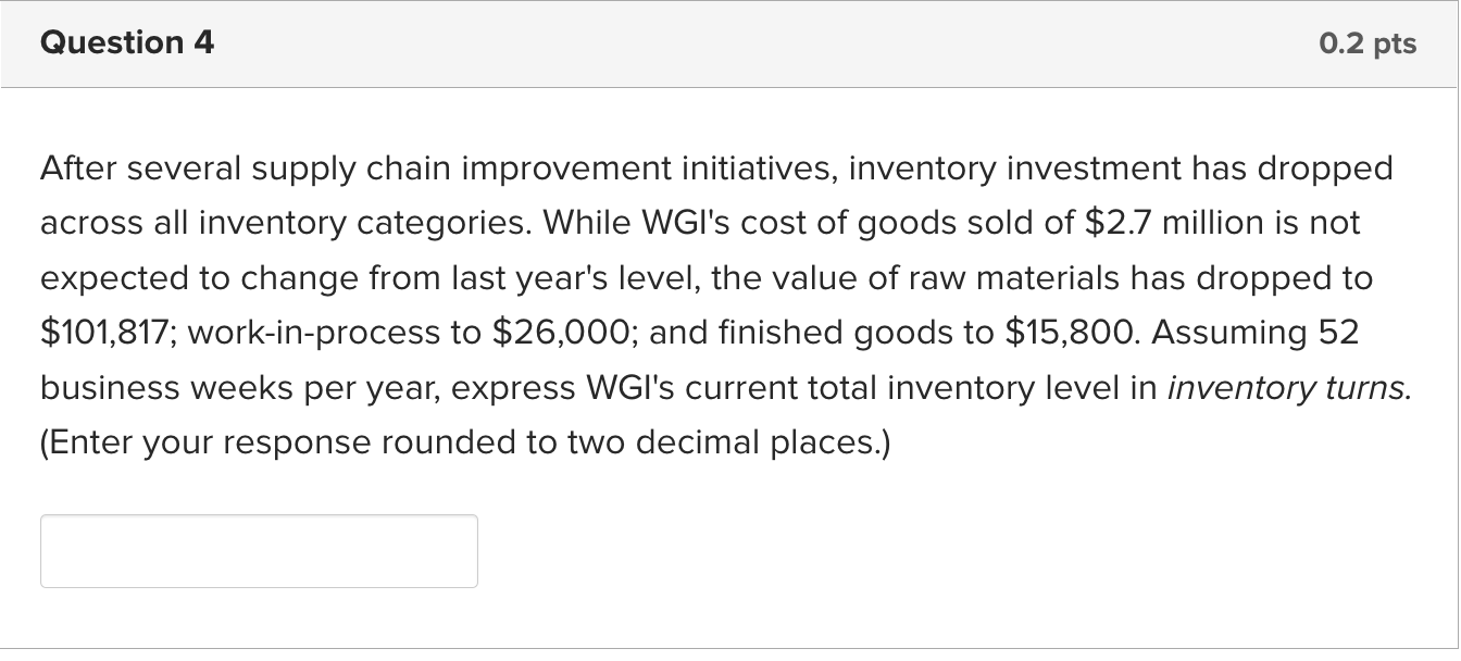 Solved After several supply chain improvement initiatives, | Chegg.com
