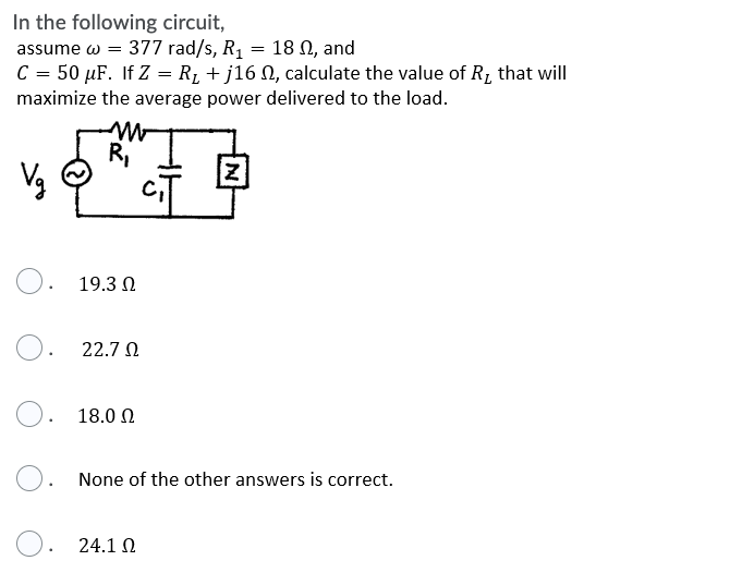 Solved In The Following Circuit Assume W 377 Rad S R1 Chegg Com