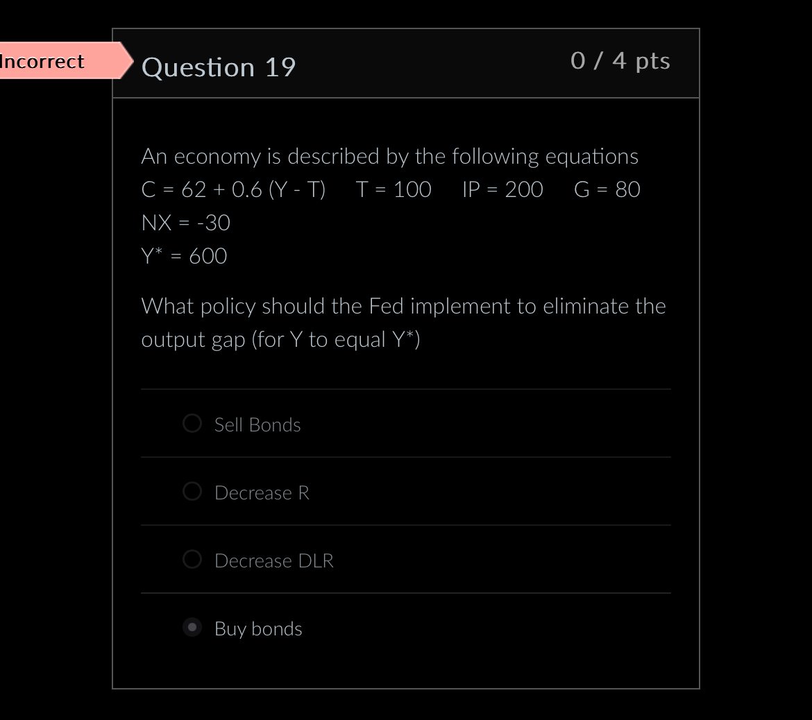 Solved An Economy Is Described By The Following Equations | Chegg.com