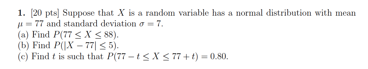 Solved 1. [20 pts) Suppose that X is a random variable has a | Chegg.com