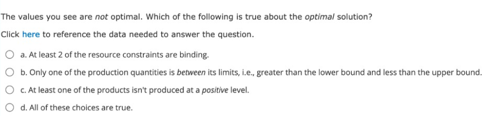 Solved The values you see are not optimal. Which of the | Chegg.com