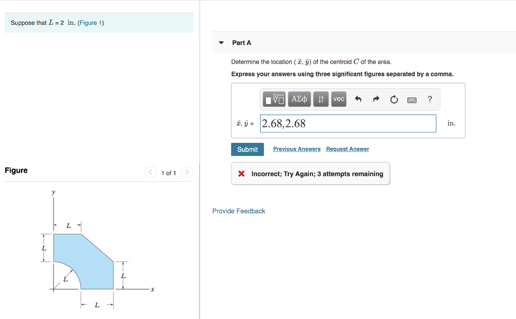 Solved Suppose that L = 2 in. (Figure 1) Part A Determine | Chegg.com