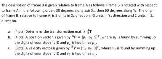 Solved The Description Of Frame B Is Given Relative To Frame | Chegg.com