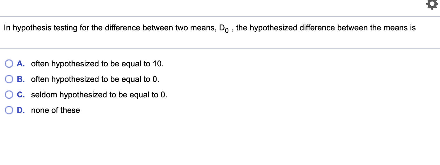 Solved In hypothesis testing for the difference between two | Chegg.com
