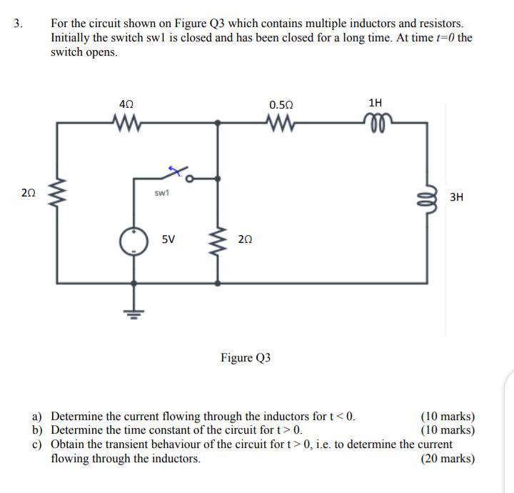 Solved 3. For the circuit shown on Figure Q3 which contains | Chegg.com