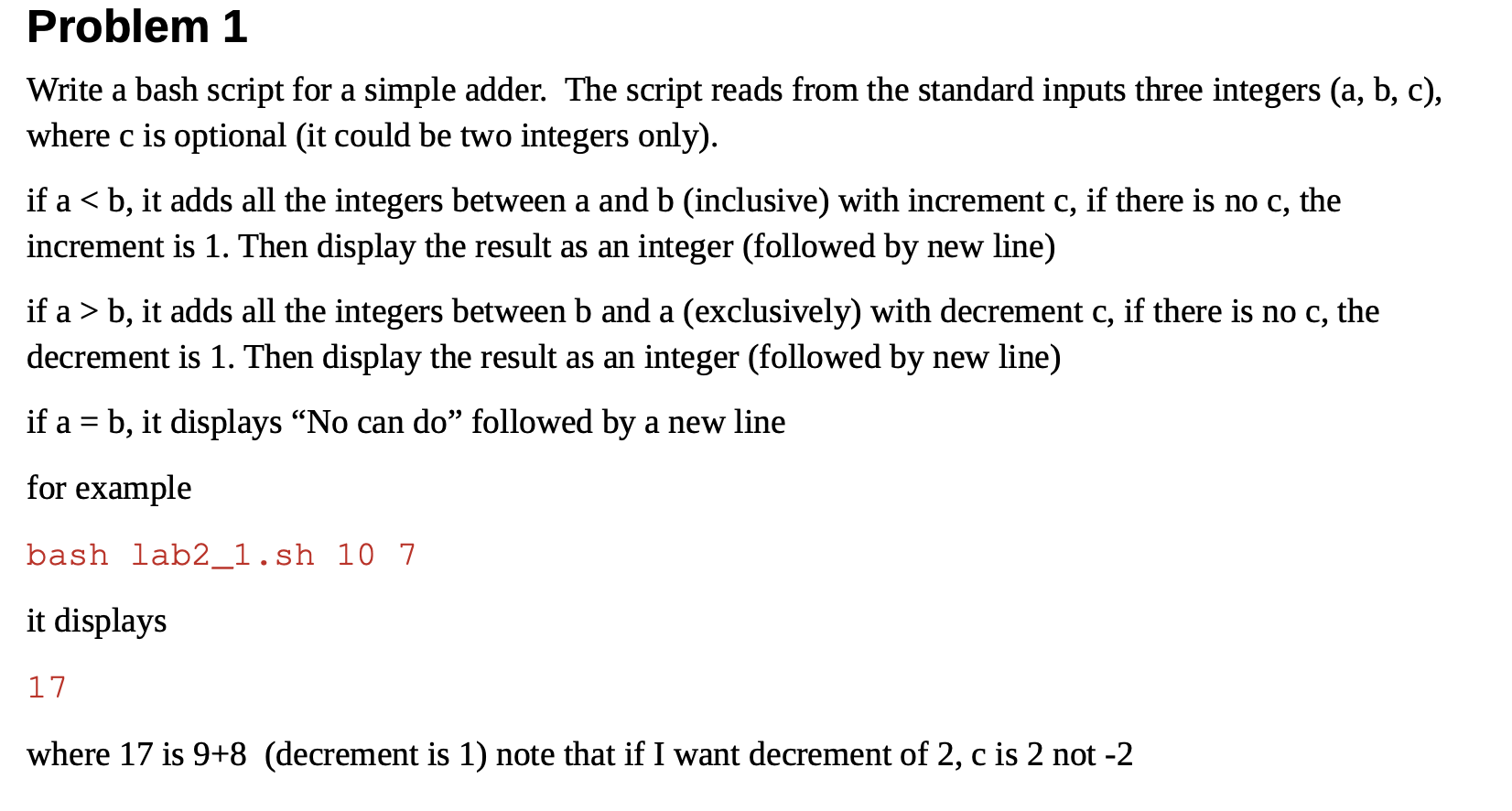 Solved Write a bash script for a simple adder. The script | Chegg.com