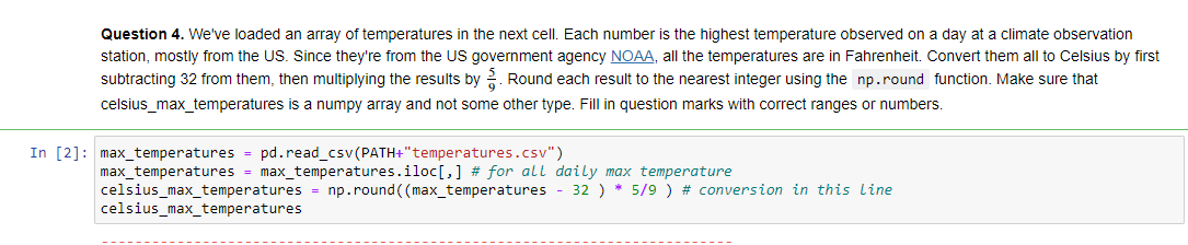 Solved the max temperature is in the first column of the | Chegg.com