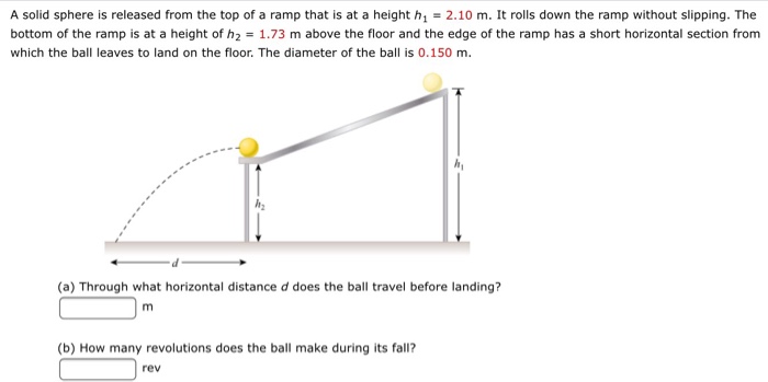 Solved A solid sphere is released from the top of a ramp | Chegg.com