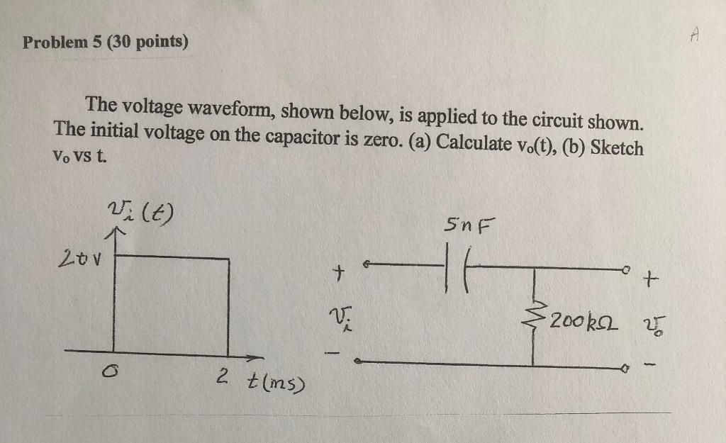 Solved Problem 5 (30 Points) The Voltage Waveform, Shown | Chegg.com