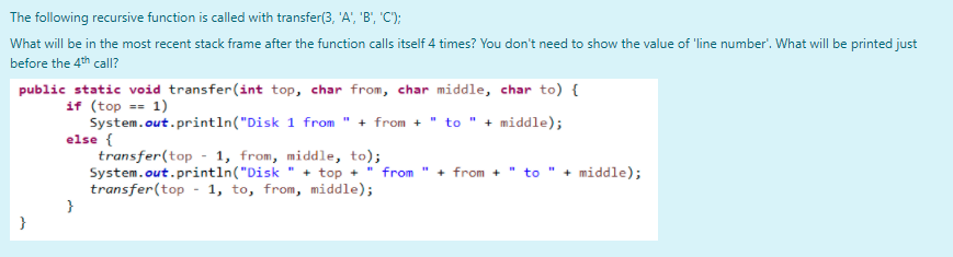 Solved The following recursive function is called with | Chegg.com