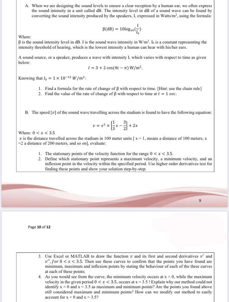 Solved A When We Are Designing The Sound Levels To Ensur Chegg Com