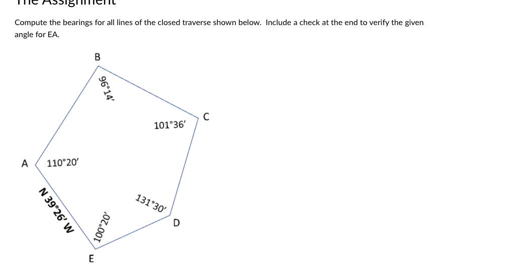 Solved Compute The Bearings For All Lines Of The Closed | Chegg.com