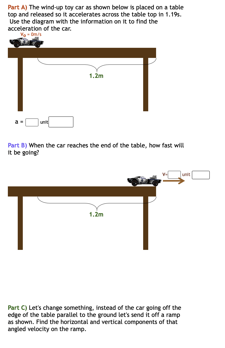 Solved Part A) The wind-up toy car as shown below is placed | Chegg.com