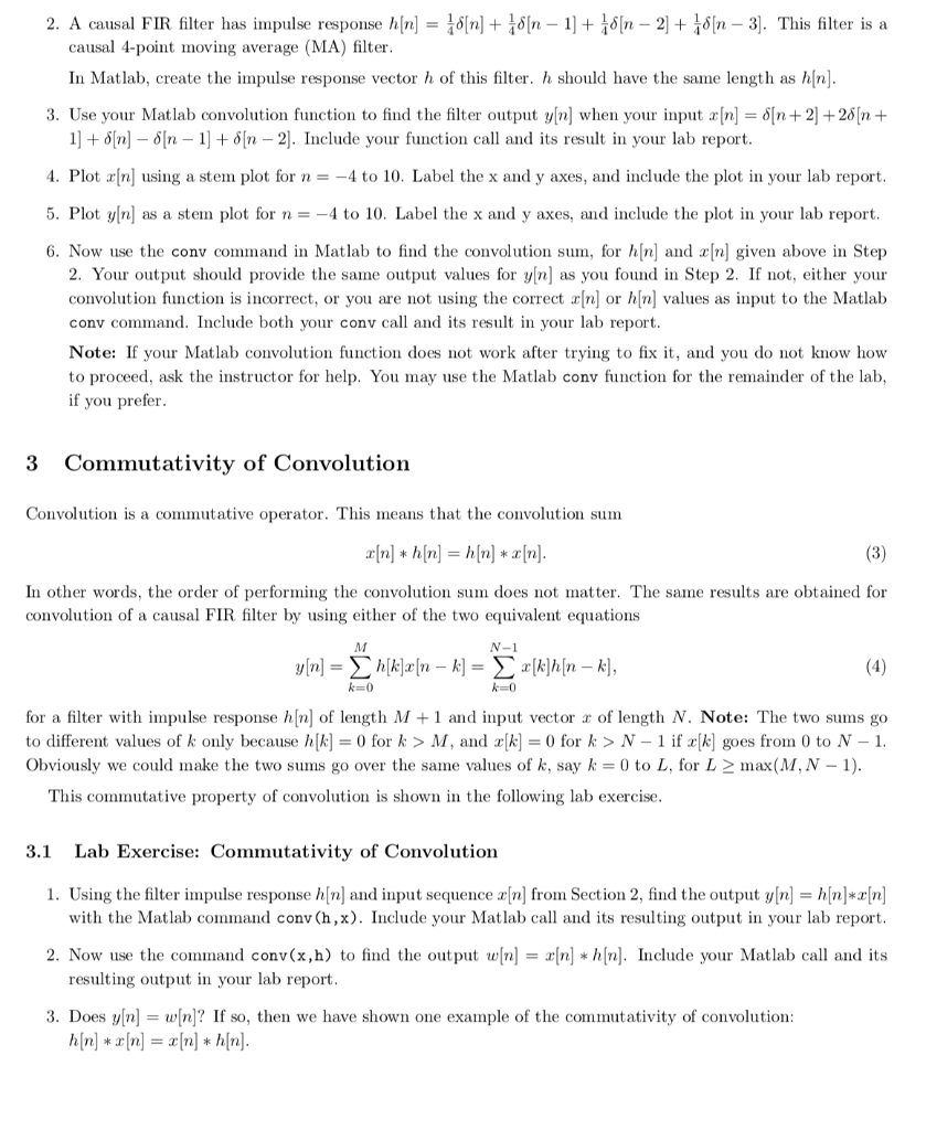 2 Discrete-time Convolution and FIR Filtering A | Chegg.com