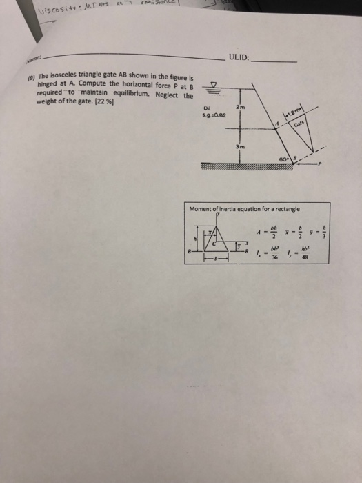 Solved ULID: G) The Isosceles Triangle Gate AB Shown In The | Chegg.com