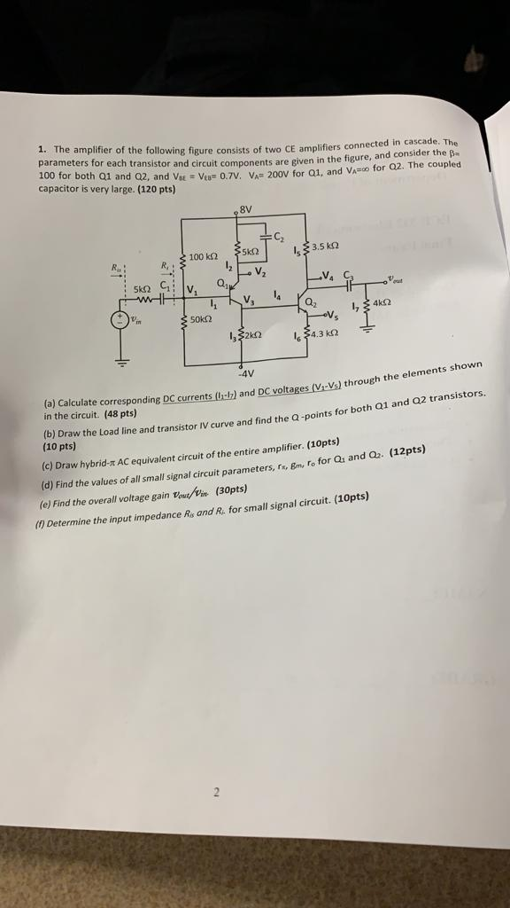 Solved 1. The amplifier of the following figure consists of | Chegg.com